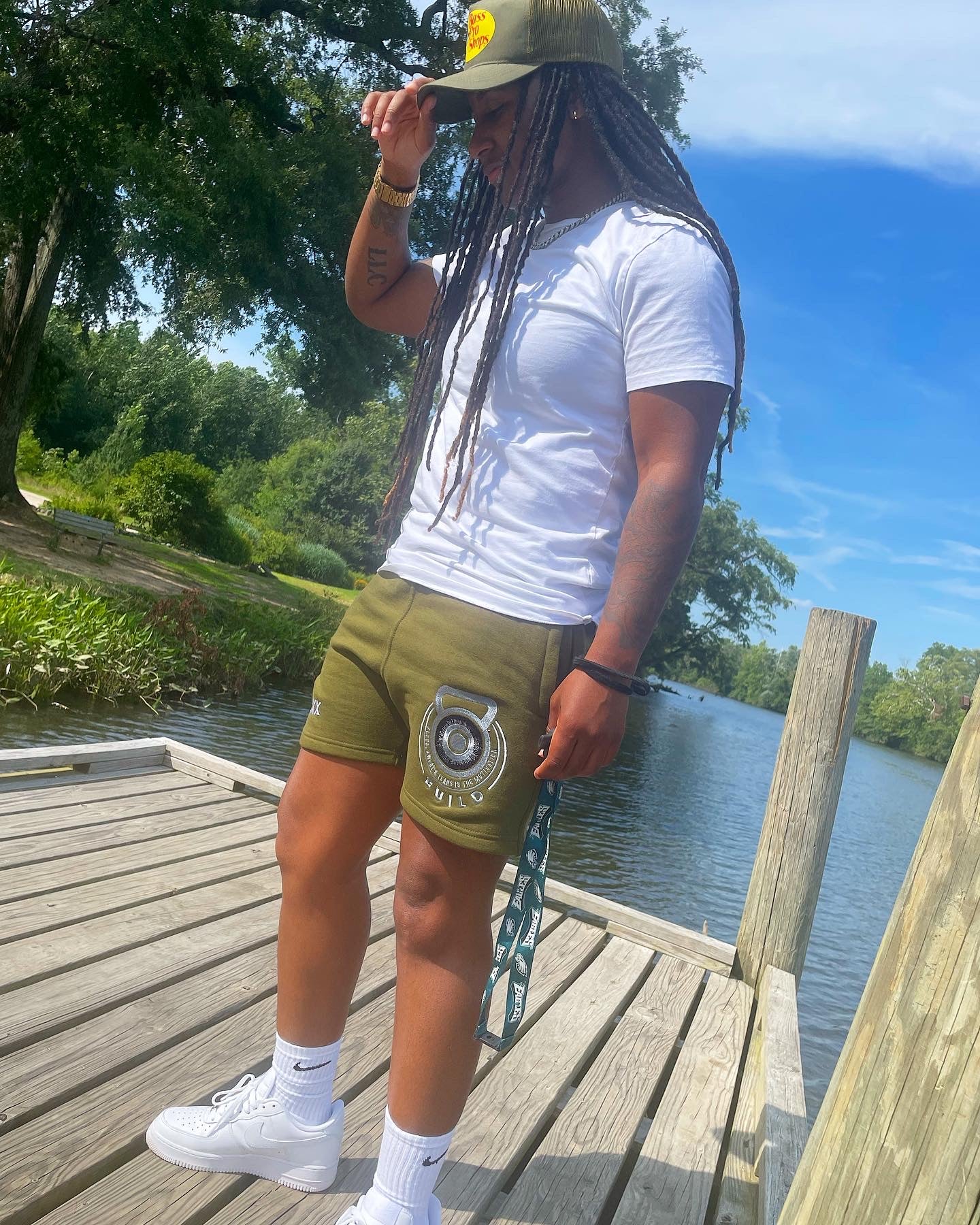 Olive Cotton Shorts