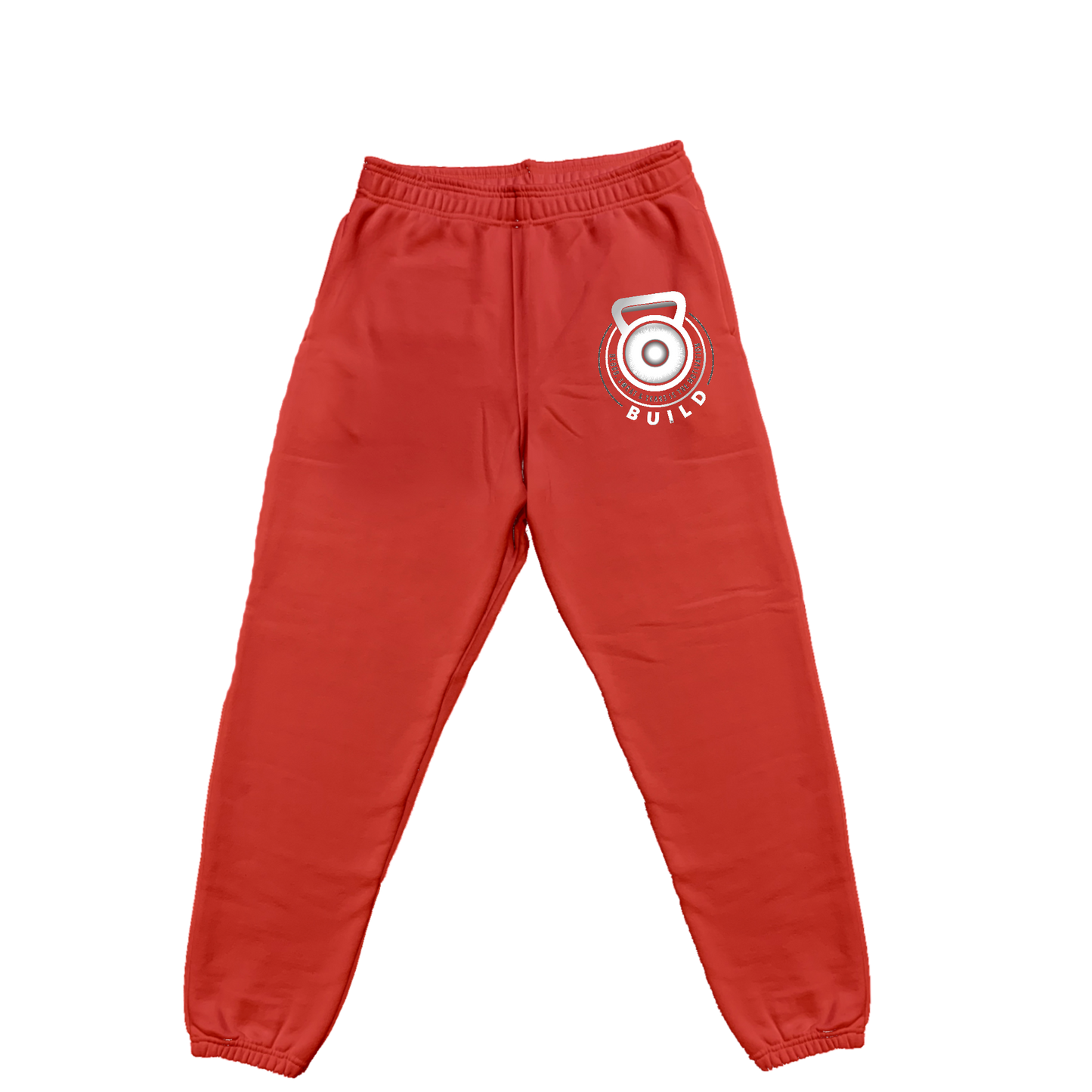 RED "BUILD" SWEATPANTS