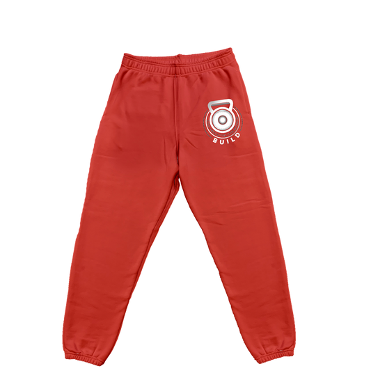 RED "BUILD" SWEATPANTS